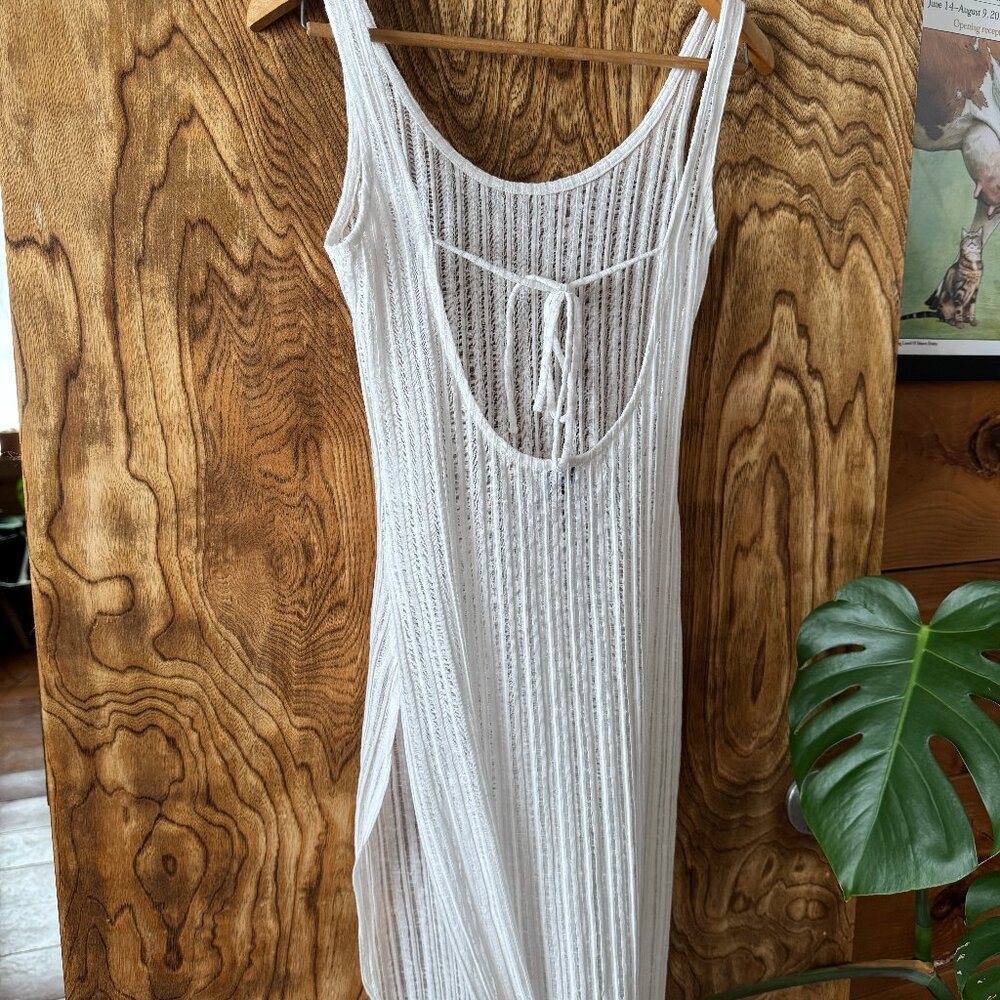 Off-White Princess Polly Sheer Dress/Beach Cover Up with Leg Slit, Womens Size 4